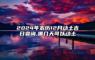 2024年农历12月动土吉日查询,哪几天可以动土 适合动土的黄道吉日