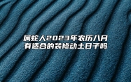 属蛇人2023年农历八月有适合的装修动土日子吗？