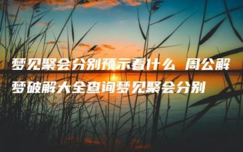 梦见聚会分别预示着什么 周公解梦破解大全查询梦见聚会分别