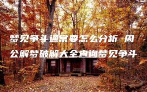 梦见争斗通常要怎么分析 周公解梦破解大全查询梦见争斗