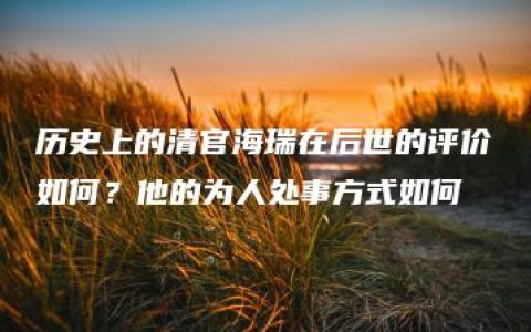 历史上的清官海瑞在后世的评价如何？他的为人处事方式如何