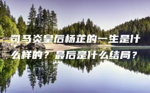 司马炎皇后杨芷的一生是什么样的？最后是什么结局？