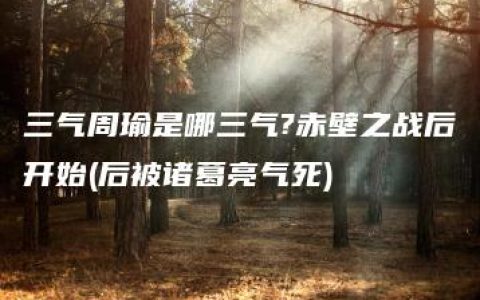 三气周瑜是哪三气?赤壁之战后开始(后被诸葛亮气死)