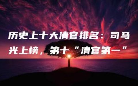 历史上十大清官排名：司马光上榜，第十“清官第一”