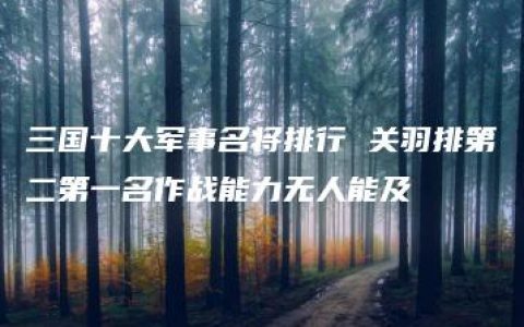 三国十大军事名将排行 关羽排第二第一名作战能力无人能及