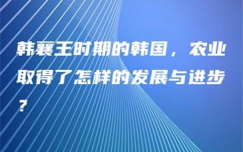 韩襄王时期的韩国，农业取得了怎样的发展与进步？